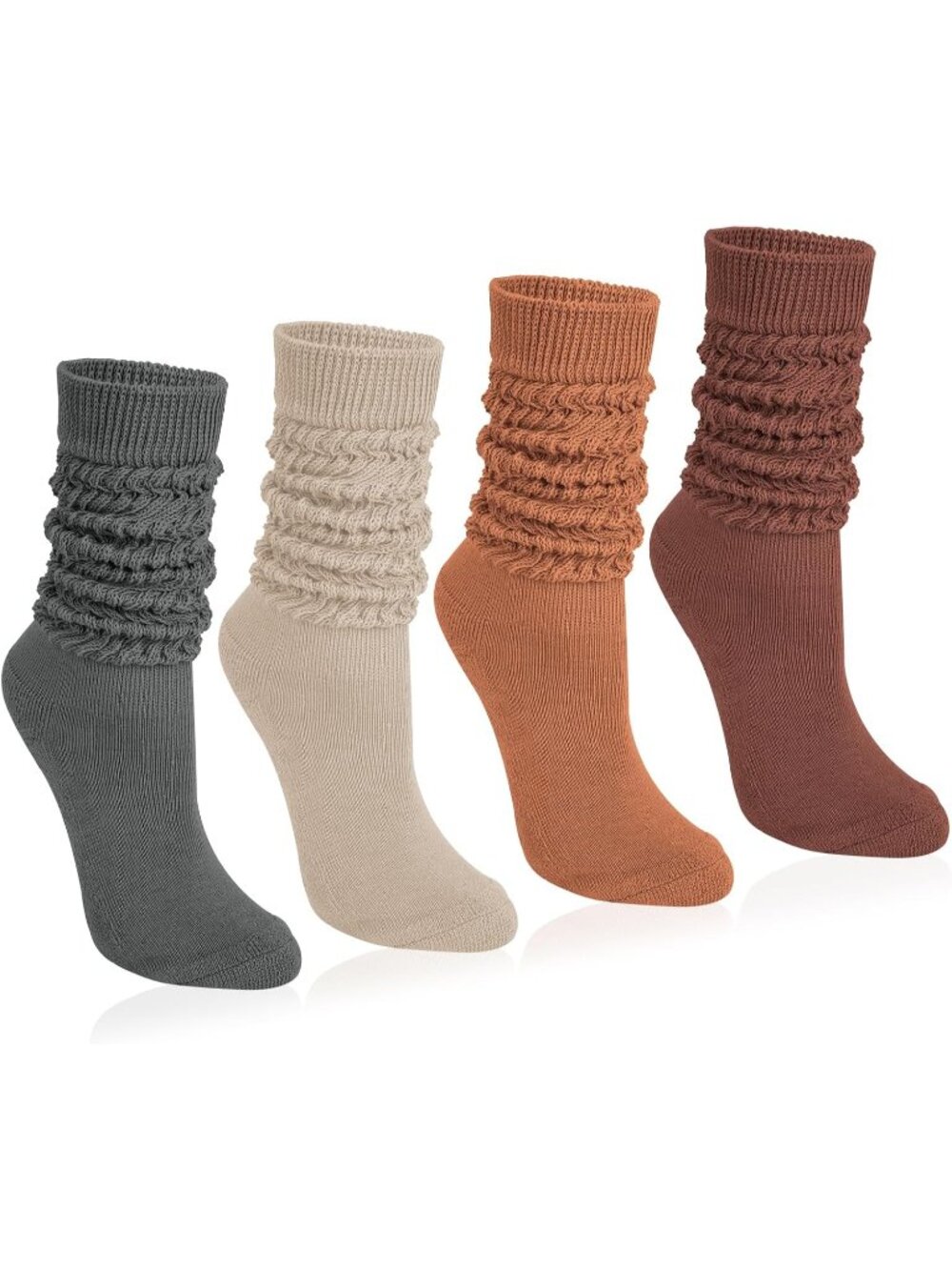 🧦Women's Cream Green 4 Pairs Slouchy Socks Boot Long Knee High Slouch Socks